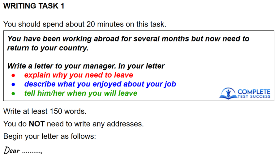 Ielts Writing Task 1 General Training Structure