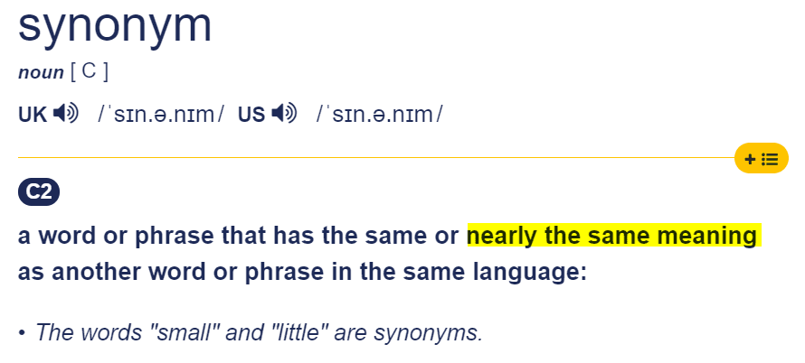 Not all synonyms can be used interchangeably.